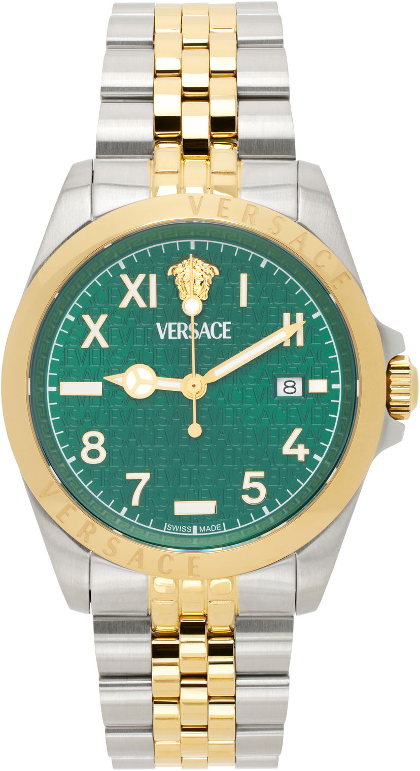 Hodinky Versace Green Dial & Gold & Silver Bracelet Watch Zelené | VE9H00524