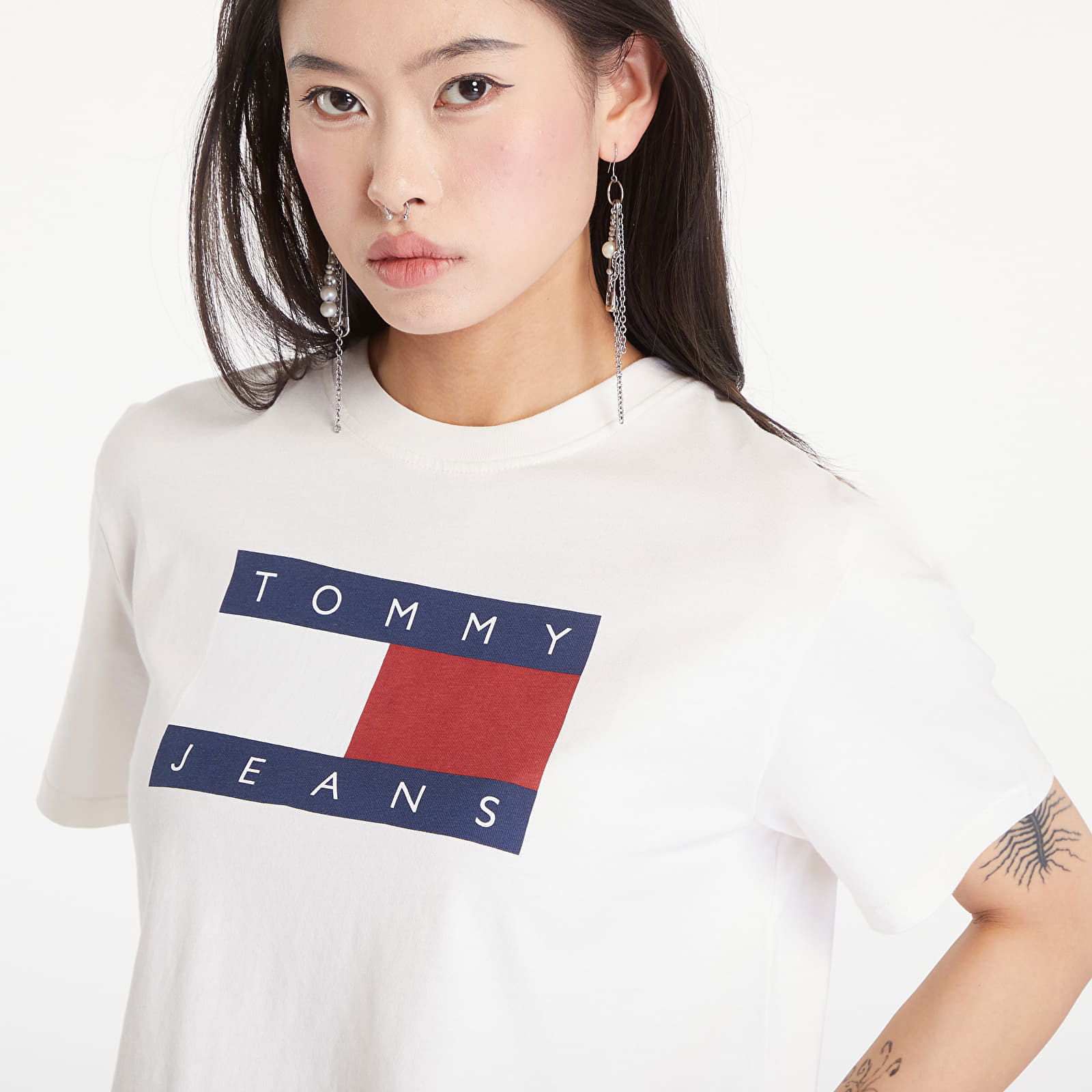 Flag Badge Boxy Fit T-Shirt Ancient White