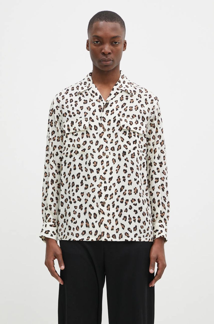 Košeľa WACKO MARIA Leopard Print Relaxed Fit Long Sleeve Shirt Biela | 24FW.WMS.HI02, 0