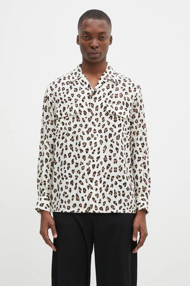 Košeľa WACKO MARIA Leopard Print Relaxed Fit Long Sleeve Shirt Biela | 24FW.WMS.HI02, 0