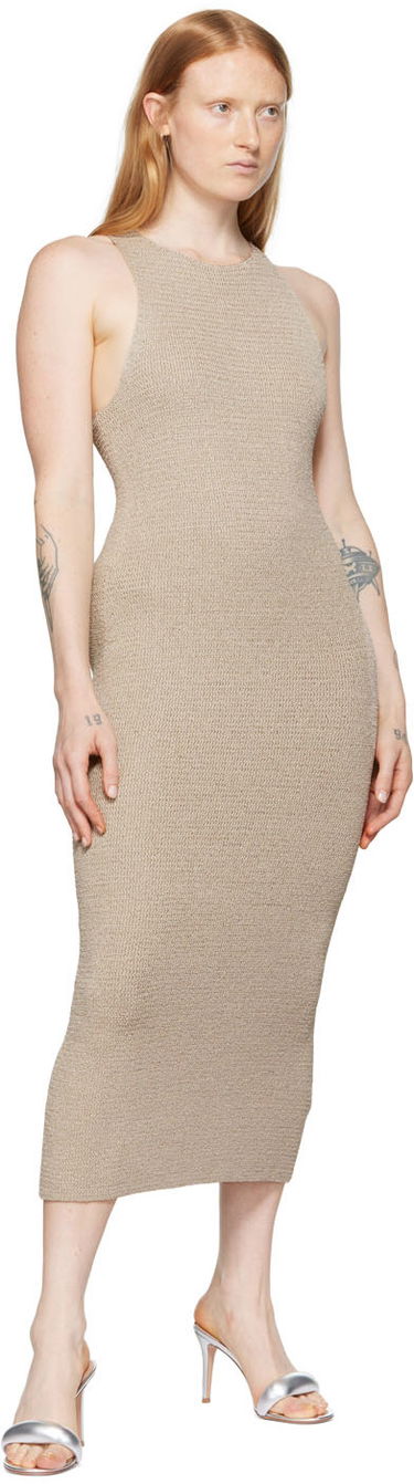 Šaty Helmut Lang Helmut Lang Ribbon Midi Dress Béžová | M04HW705, 3