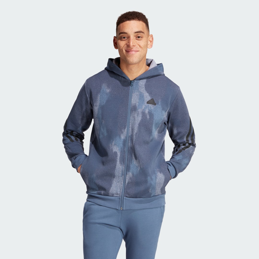 Mikina adidas Performance Future Icons 3-Stripes Full Zip Hoodie Modrá | IR9210, 0