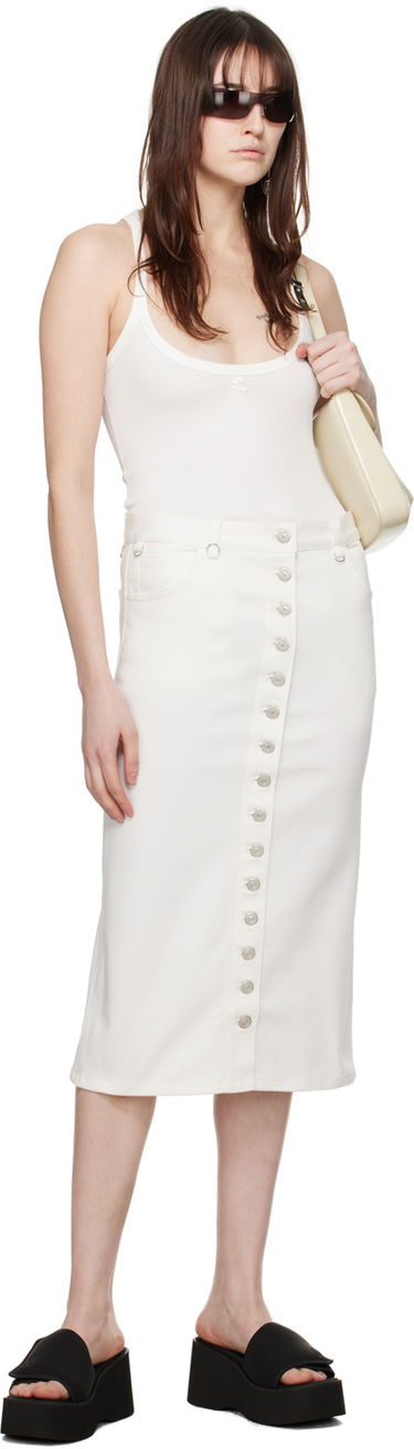 Sukňa Courrèges Courrèges Multiflex Denim Button-Front Skirt Biela | 124DJU155DE0022, 3