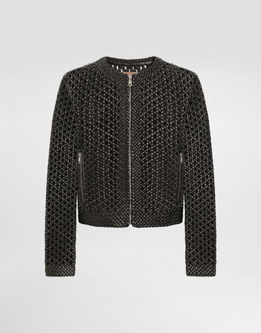 Bunda Dolce & Gabbana Dolce & Gabbana Woven Nappa Leather Jacket Čierna | G9BGSLGJ159N0000, 0