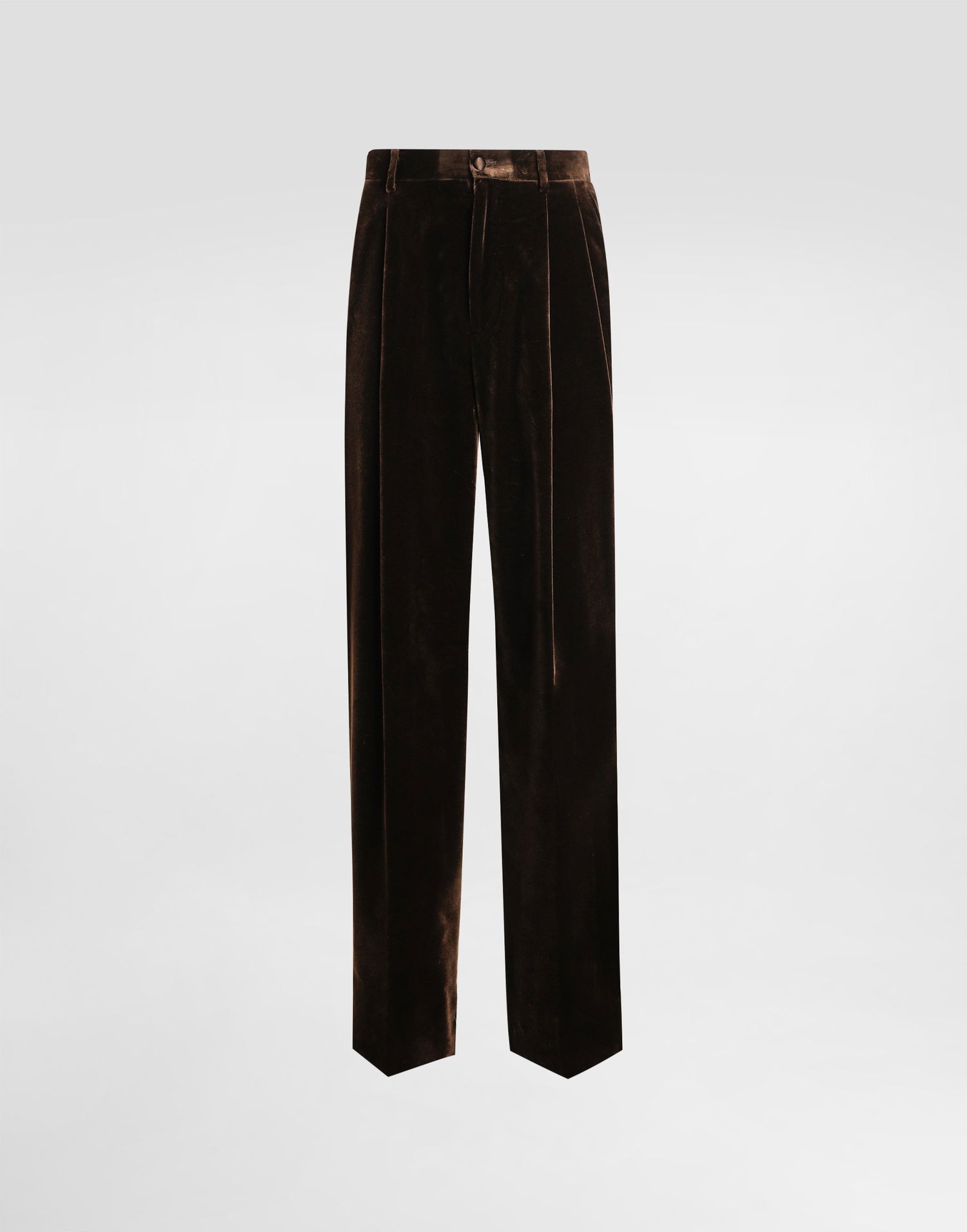 Nohavice Dolce & Gabbana Dolce & Gabbana Smooth Velvet Pleated Trousers Hnedá | GP0N5TFUVG7M0937, 0
