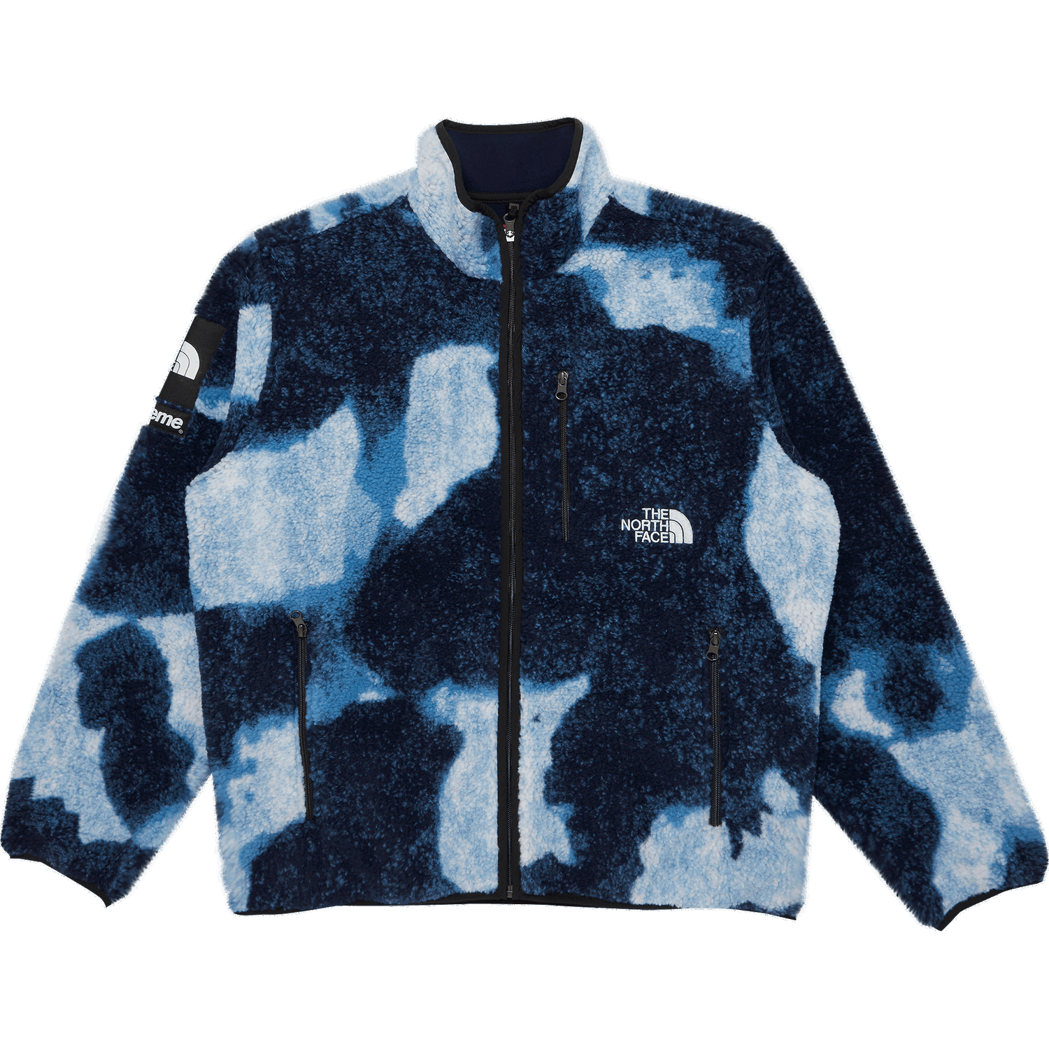 Bunda Supreme The North Face x Bleached Denim Print Fleece Jacket Modrá | FW21J57 INDIGO, 0