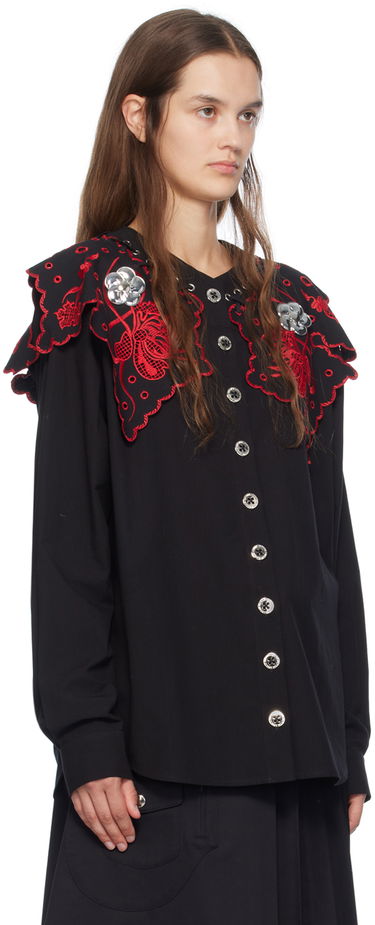 Košeľa Chopova Lowena Marlin Embroidered Detachable-Collar Shirt Čierna | 2243, 3