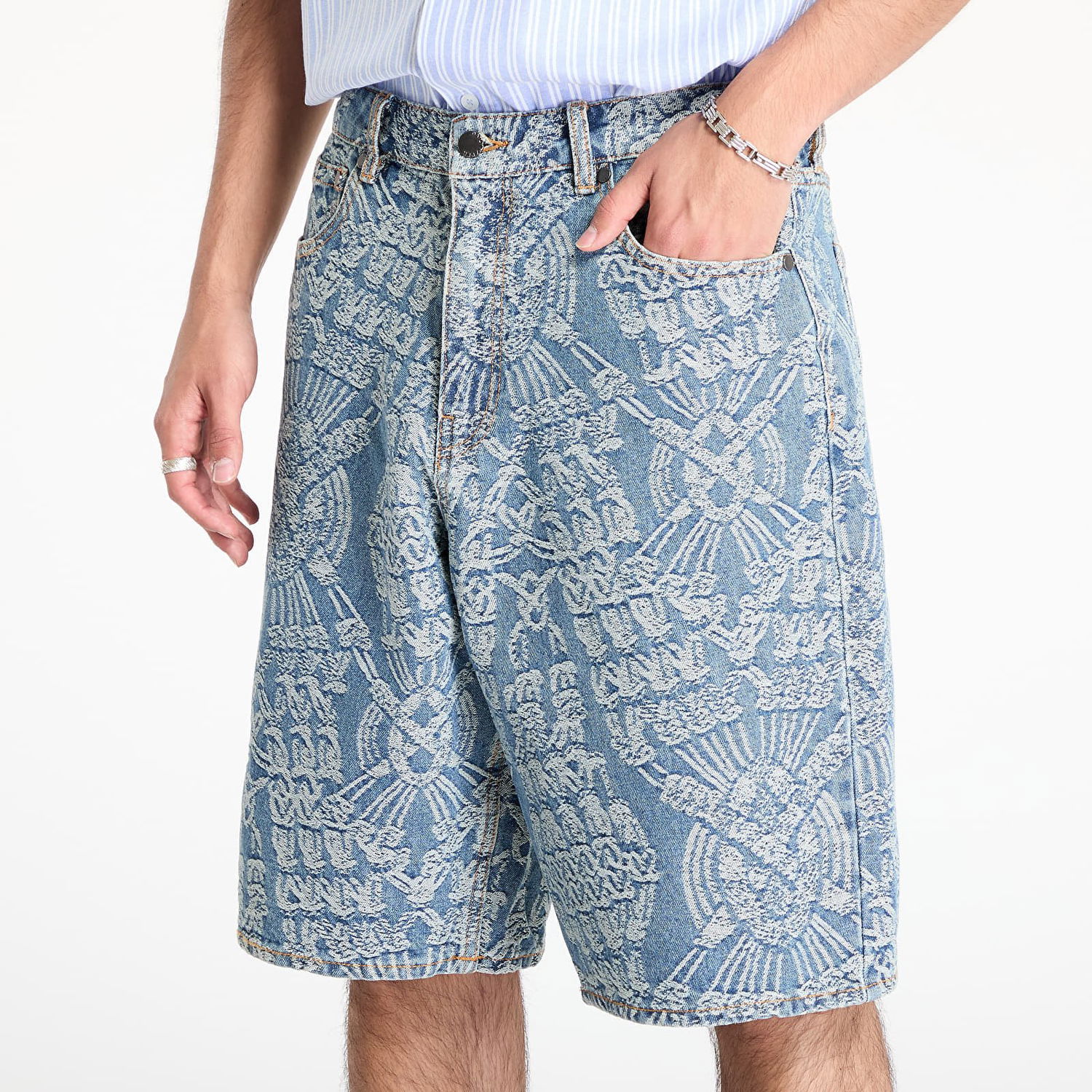 Šortky DAILY PAPER Daily Paper Macrame Denim Shorts Modrá | 2513093, 1