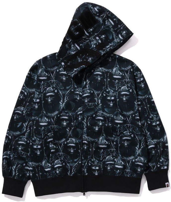 Mikina BAPE Head Graffiti Shark Full Zip Hoodie Čierna | 1J80115004-BLK