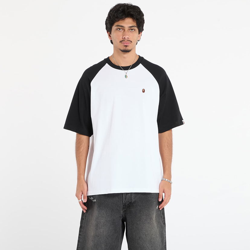 Tričko BAPE One Point Relaxed Fit Raglan Tee Biela | 001CSL801306MWHT