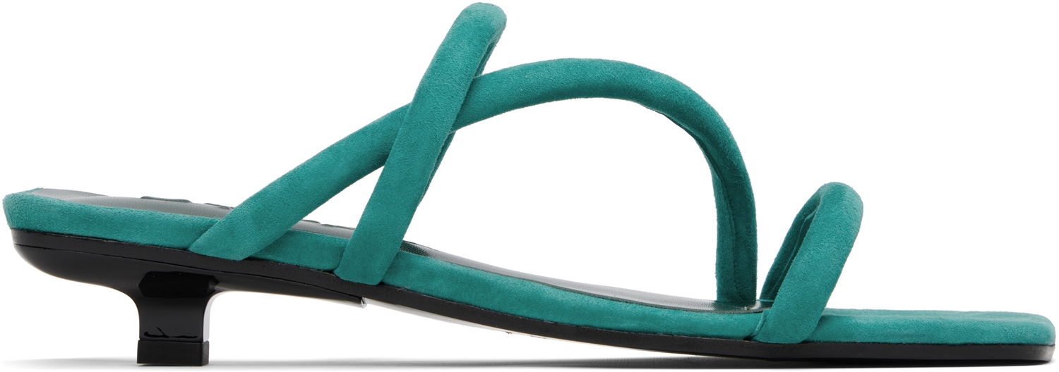 Doplnky BY FAR BY FAR Morena Kid Suede Leather Heeled Sandals Zelené | MWFHO015KL007GR047PL, 0