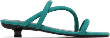 Doplnky BY FAR BY FAR Morena Kid Suede Leather Heeled Sandals Zelené | MWFHO015KL007GR047PL, 0