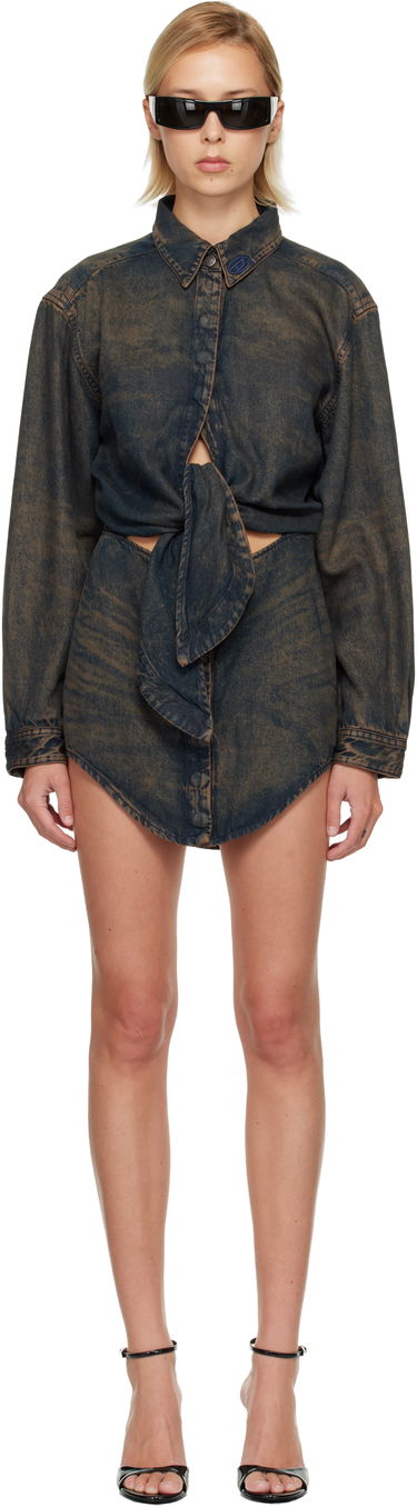 Šaty Diesel De-Susan-S Denim Tie-Front Minidress Modrá | A19018 068TE, 0