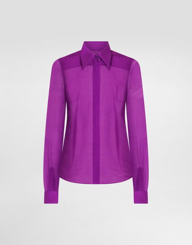 Košeľa Dolce & Gabbana Dolce & Gabbana Chiffon Silk Shirt Fialová | F5T63TFU1ATF0571, 0