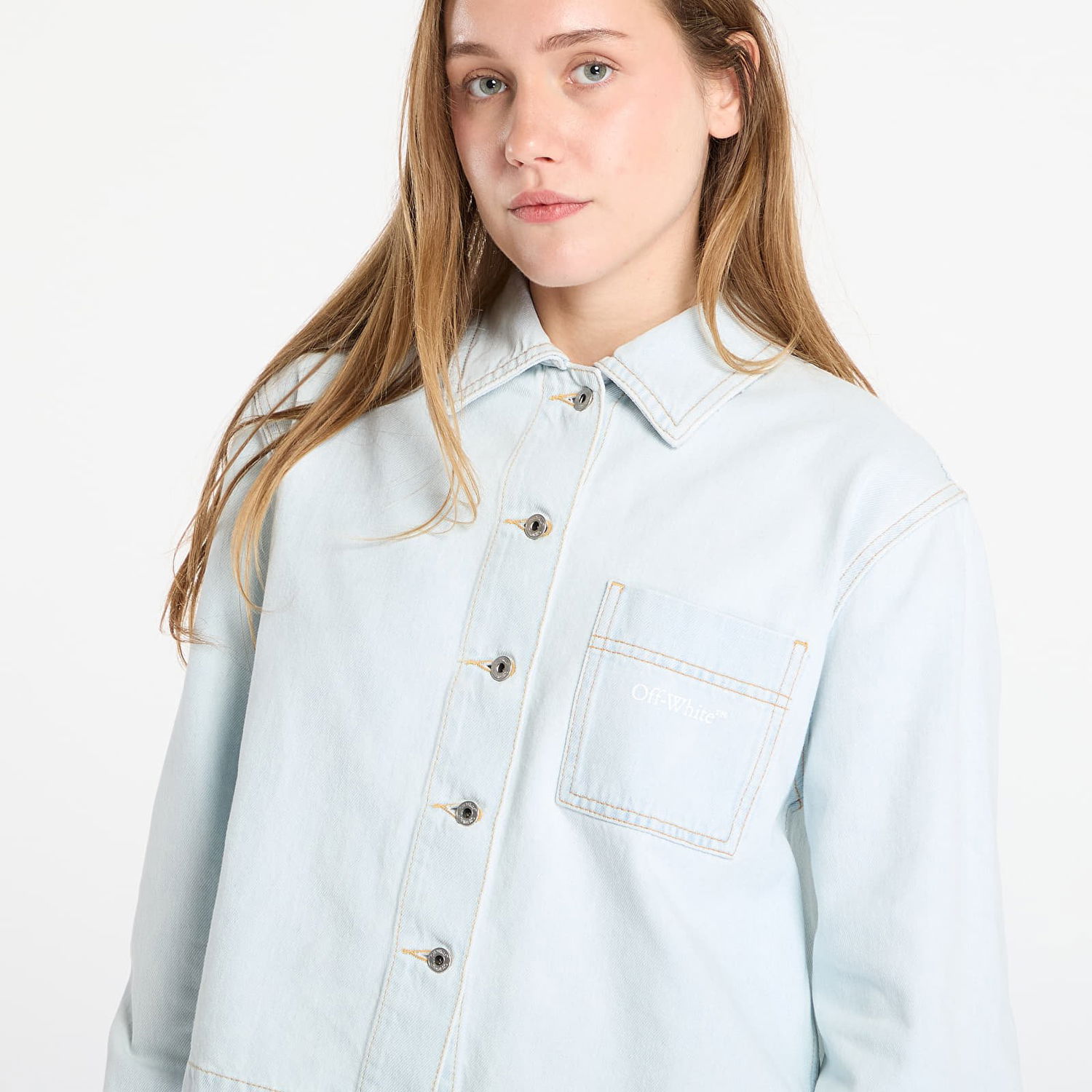 Košeľa Off-White Diag L/S Denim Pajama Shirt Modrá | OWYD013F25DEN0024301, 1