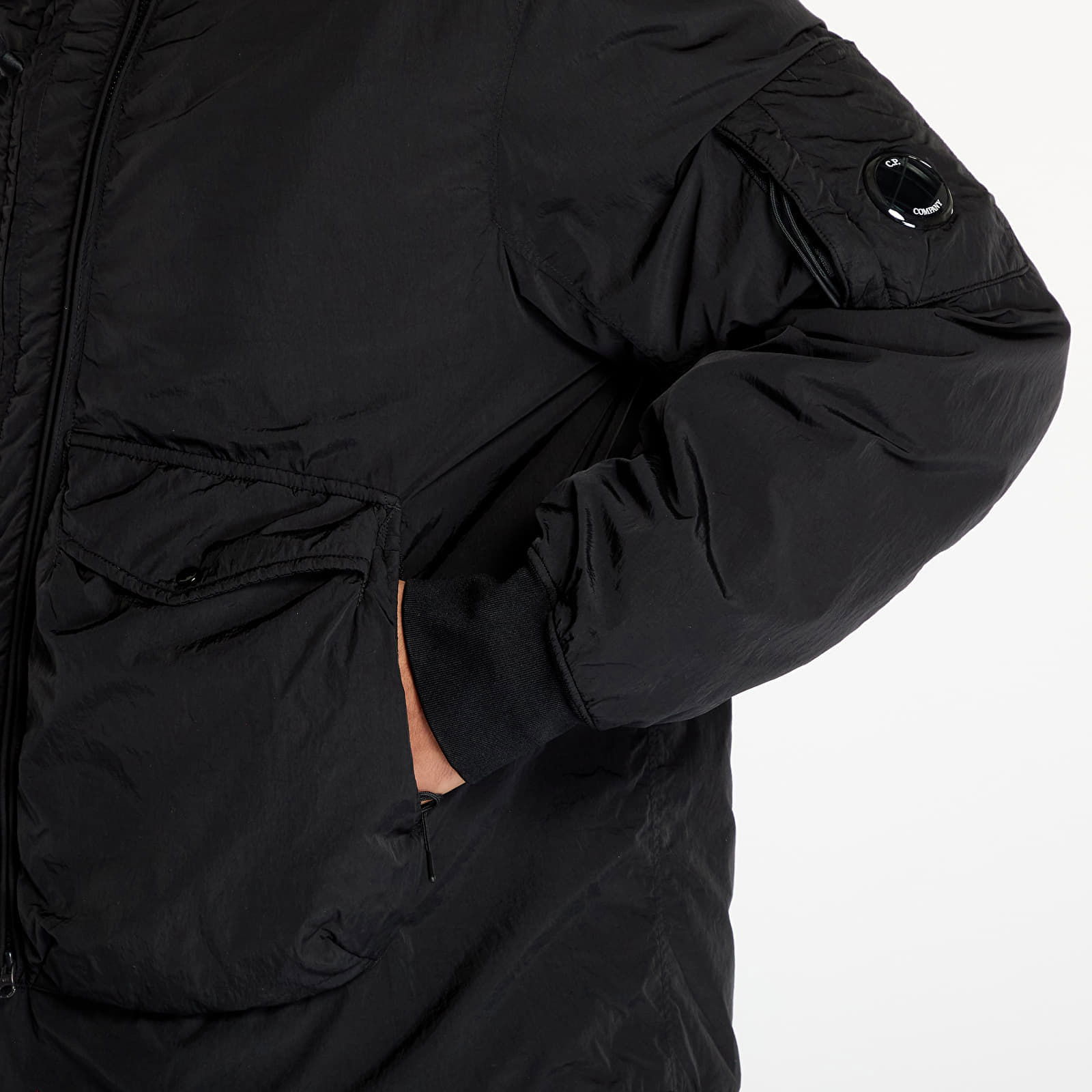 Black Chrome-R Body Zippers Padded Jacket