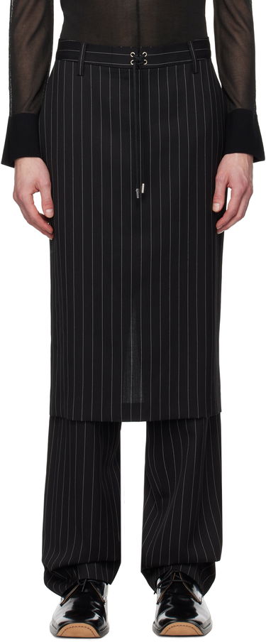 Nohavice Jean Paul Gaultier Jean Paul Gaultier 'The Lace-Up Suit' Pinstripe Trousers Čierna | 25/33-F-PJ010-C074-0001, 0