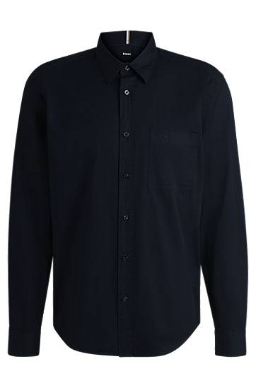 Košeľa BOSS Regular-Fit Washed Cotton Twill Shirt Navy | 50520284, 0