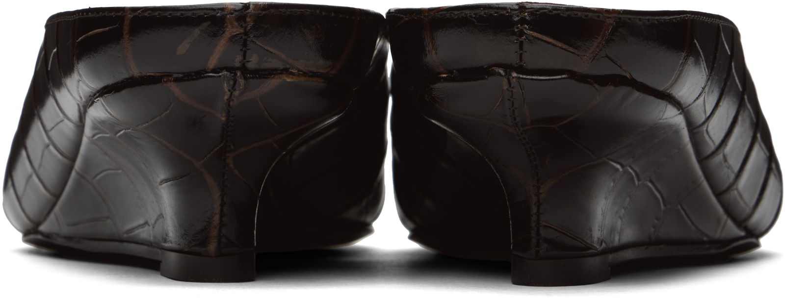 Sharp Croco-Embossed Wedge Mules
