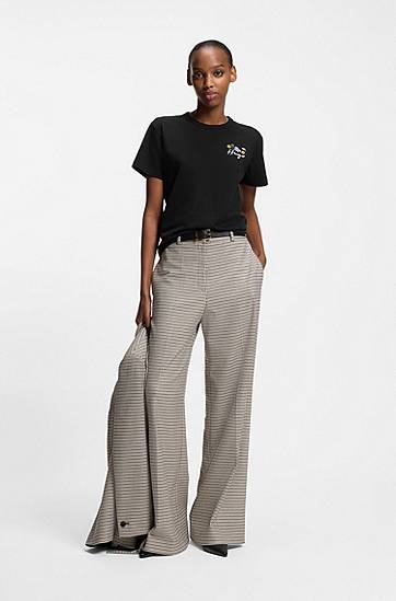 Tričko BOSS Cotton-jersey T-shirt with floral artwork Čierna | 50555813, 1