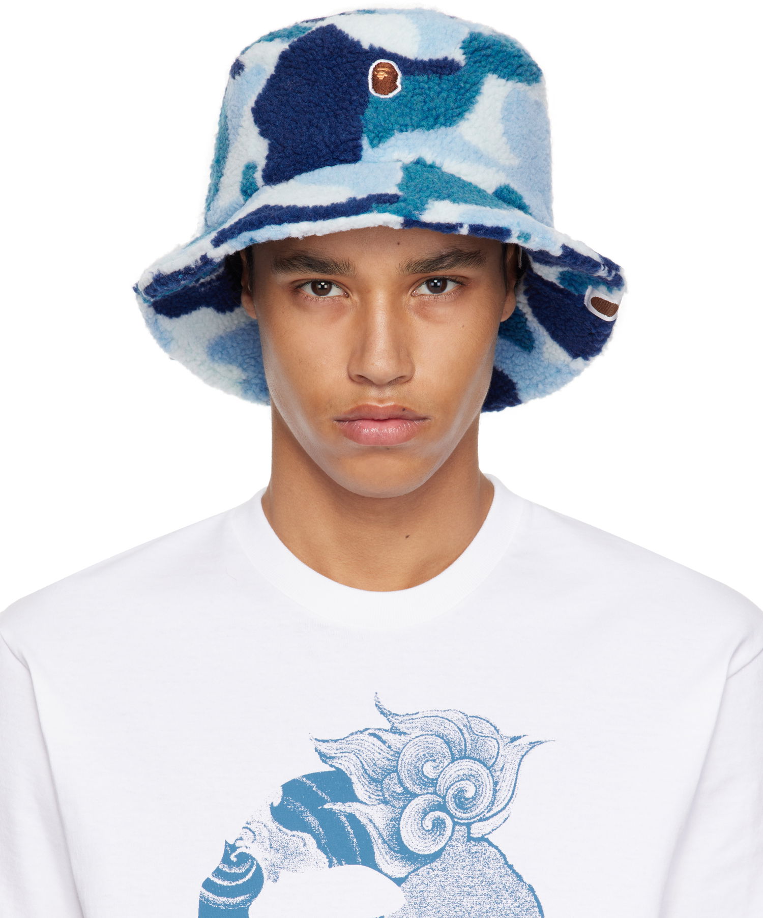 Klobúk BAPE A Bathing Ape ABC Camo Boa Fleece Bucket Hat Modrá | 001HTK801006M, 0