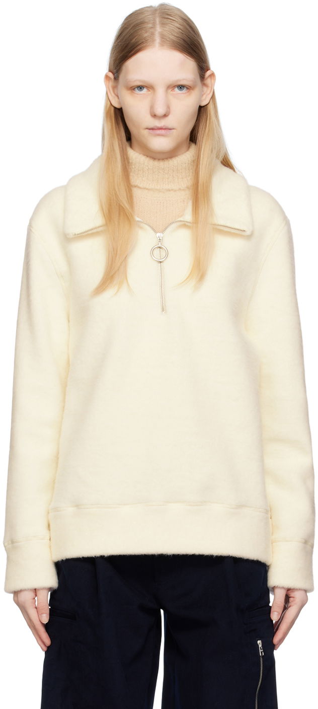 Sveter AMI Half-Zip Sweater Biela | UPL323.JE0041, 0