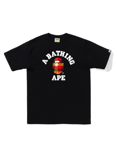 Tričko BAPE Block Check College Tee Čierna | 1I80-110-032