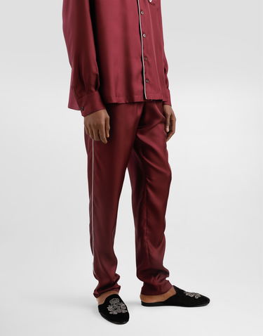 Pyžamo Dolce & Gabbana Silk Pajama Pants With Logo Embroidery Vínová | GVCRAZGJ155R0108, 3