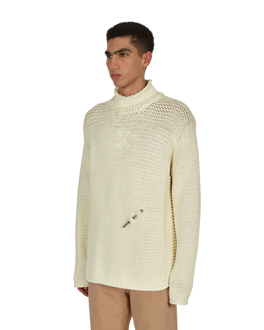 Sveter Off-White Meteornail Knit Zip Mockneck Sweater Béžová | OMHA122F21KNI001 6161, 3