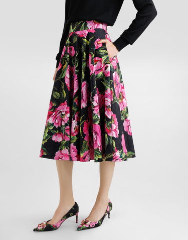 Sukňa Dolce & Gabbana Dolce & Gabbana Peony Print Cotton Circle Skirt Čierna | F4C2ITFSFN9HN5KR, 2
