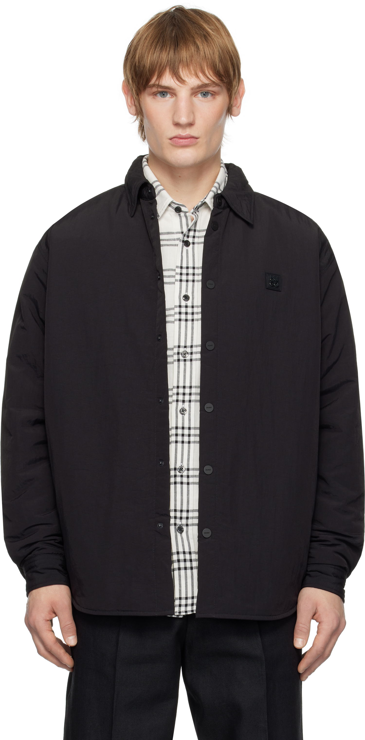 Košeľa BOSS Padded Overshirt With Logo Badge Čierna | 50534283, 0