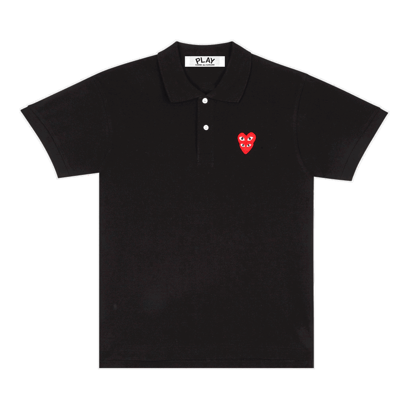 Polo tričko Comme des Garçons PLAY Polo with Red Heart Logo Čierna | AZ T290 051 1