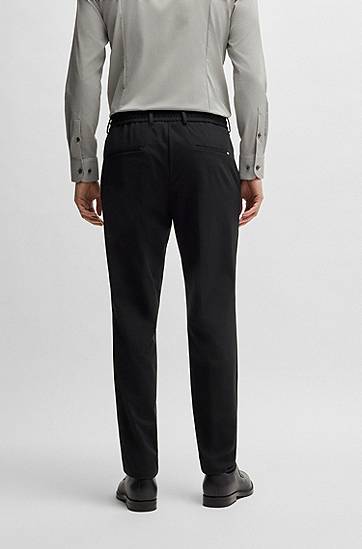 Nohavice BOSS Slim-Fit Performance-Stretch Jersey Trousers Čierna | 50502477, 1