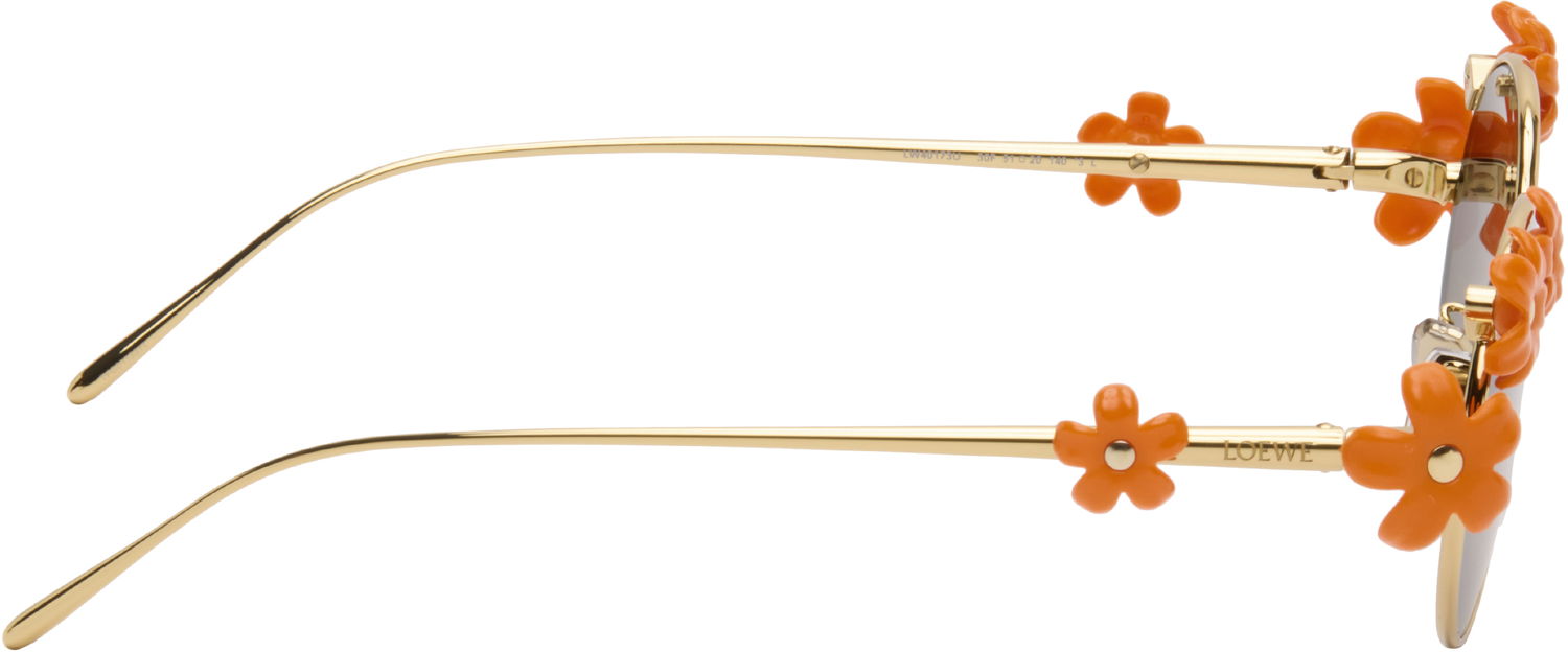 Slnečné okuliare Loewe Signature Round-Frame Floral Applique Sunglasses Metalická | LW40173UM5130F 840126861532, 1