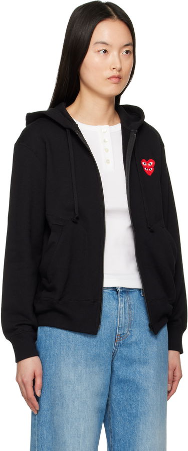 Mikina Comme des Garçons COMME des GARÇONS PLAY Layered Heart Zip Hoodie Čierna | T294-051, 1