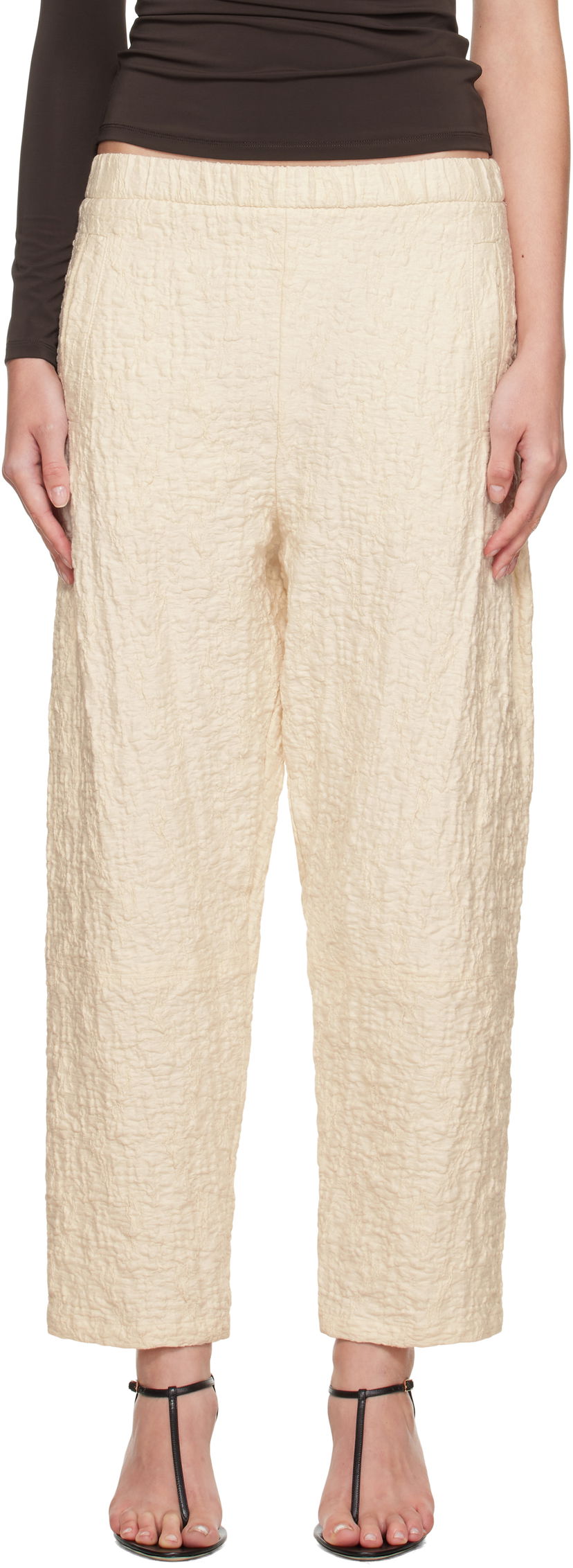 Nohavice Max Mara Max Mara Alamo Textured Ankle Trousers Béžová | 2521786058600