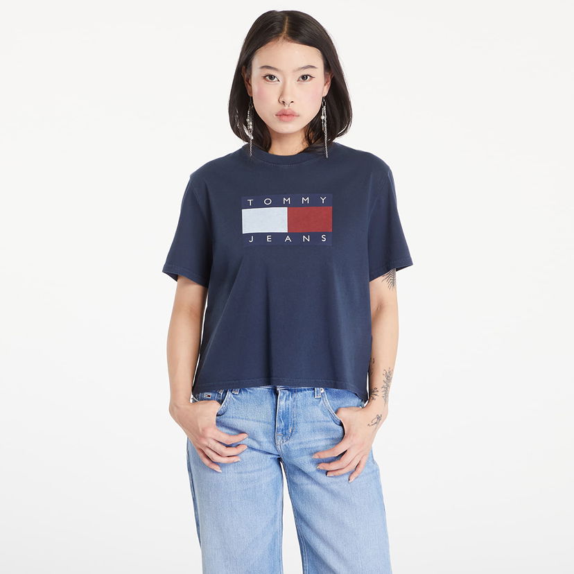 Tričko Tommy Hilfiger Flag Badge Boxy Fit T-Shirt Dark Night Navy Navy | DW0DW18629 C1G