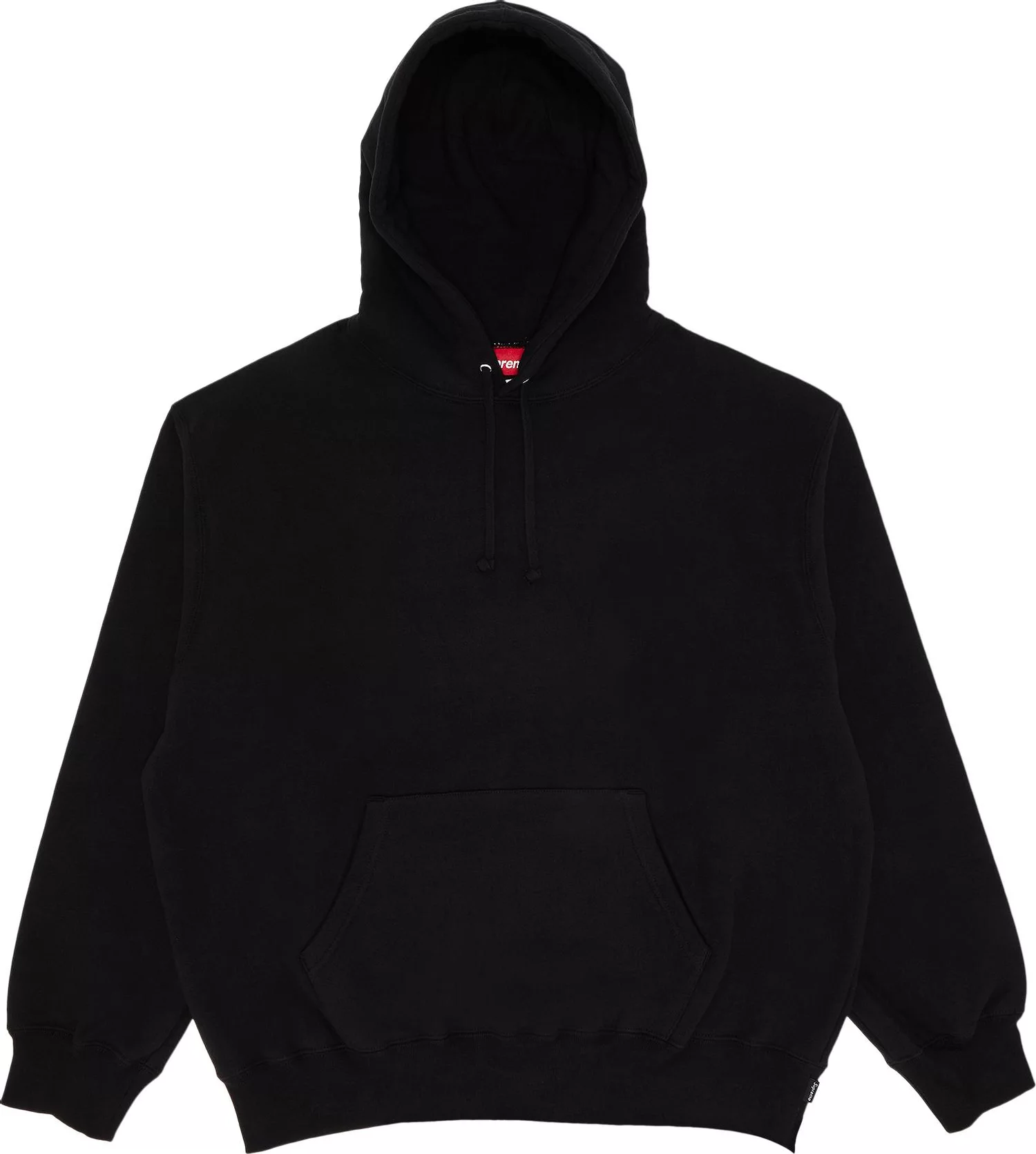 Satin Appliqué Hooded Sweatshirt Black