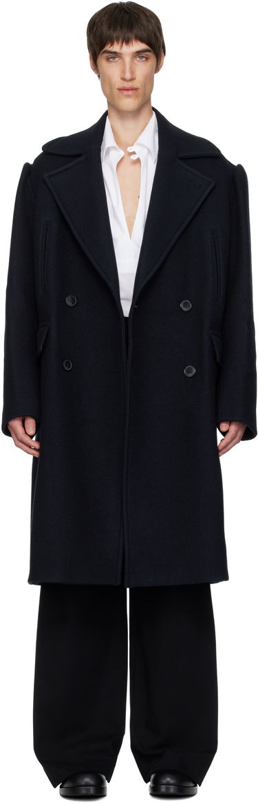 Kabáty Dries Van Noten Double-Breasted Wide-Lapel Coat Navy | 252-020259-2215, 0