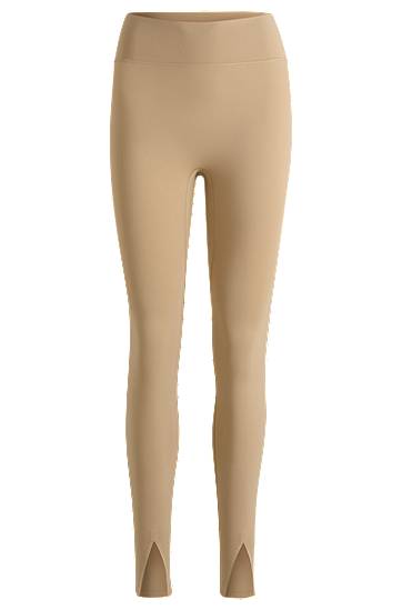 Legíny BOSS Stretch Interlock Active Leggings with Slit Hems Béžová | 50540834, 0