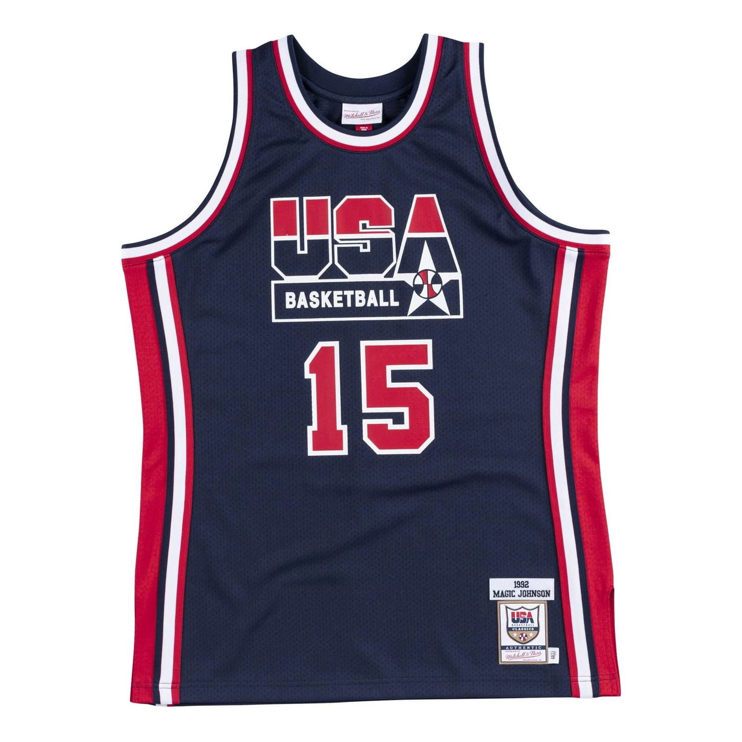 Dres Mitchell & Ness Team USA 1992 'Magic Johnson 15' Jersey Modrá | AJY4GS18413-USANAVY92EJH, 0