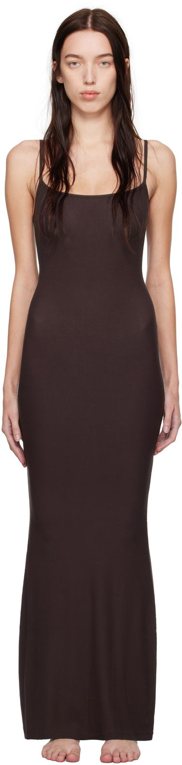 Šaty SKIMS Soft Lounge Long Slip Dress Hnedá | AP-DRS-0596, 0