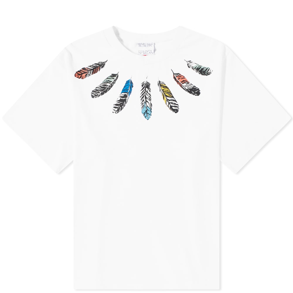 Tričko Marcelo Burlon Collar Feathers Oversized Tee Biela | CMAA054C99JER0030109, 0
