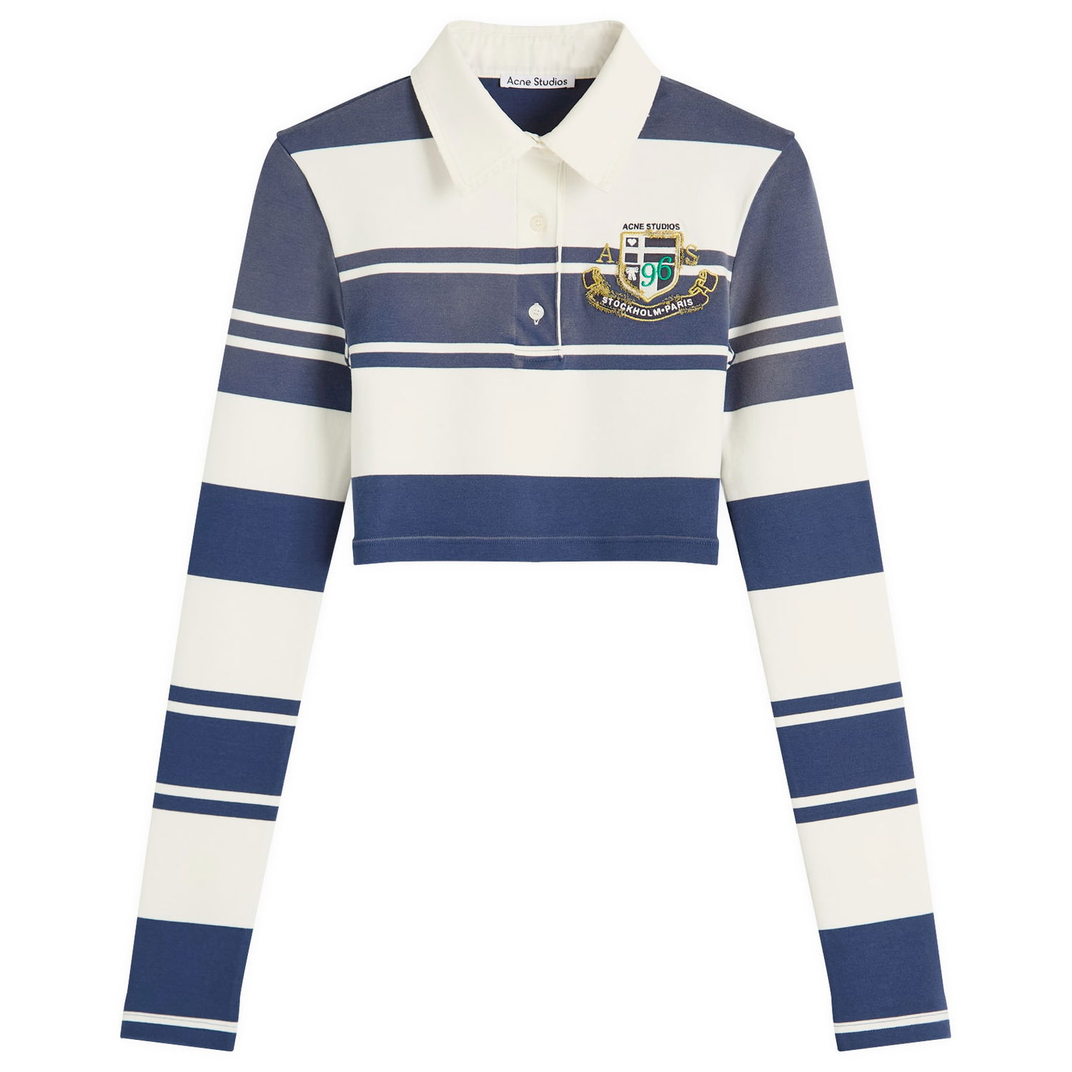 Polo tričko Acne Studios Euston Cropped Striped Polo Shirt, Size Large Modrá | AL0478-BL1, 0