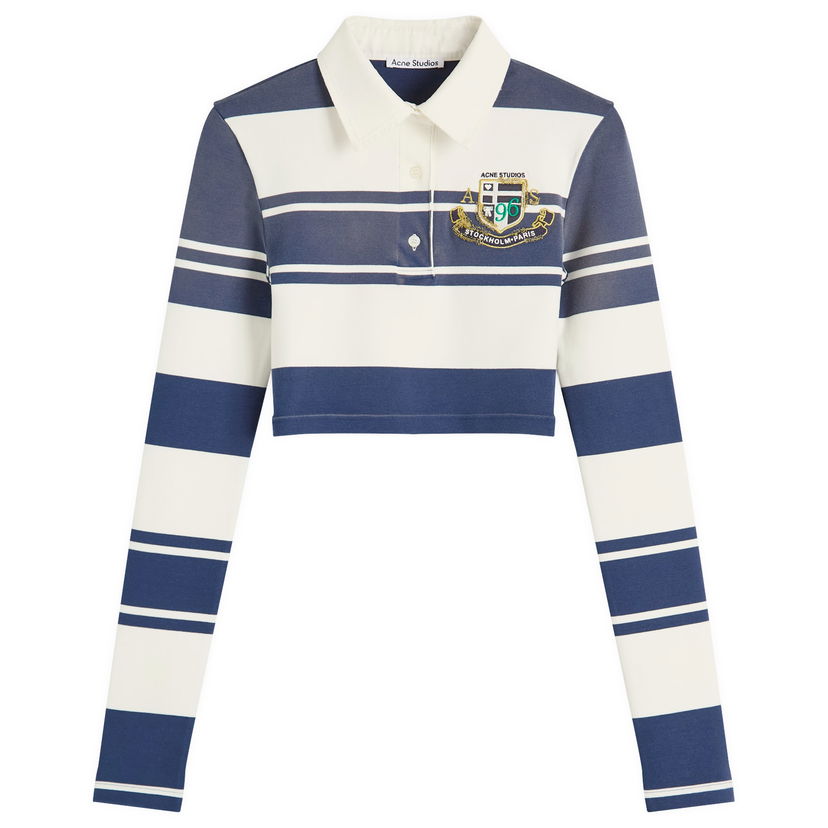 Polo tričko Acne Studios Euston Cropped Striped Polo Shirt, Size Large Modrá | AL0478-BL1