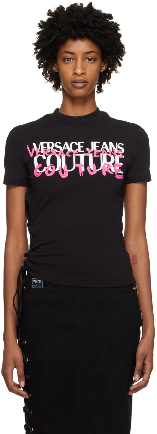 Tričko Versace Jeans Couture Lace-Up T-Shirt Čierna | E74HAHF02ECJ07F, 0