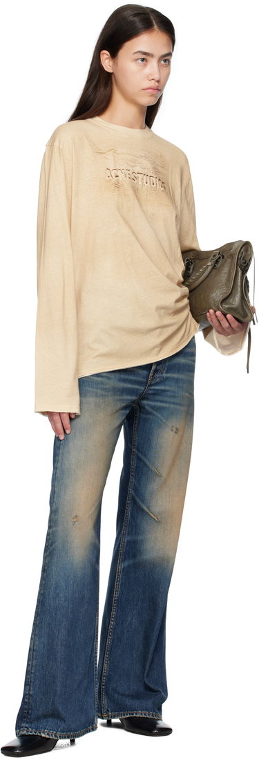 Tričko Acne Studios Acne Studios Long Sleeve Logo T-Shirt Béžová | CL0361-, 3