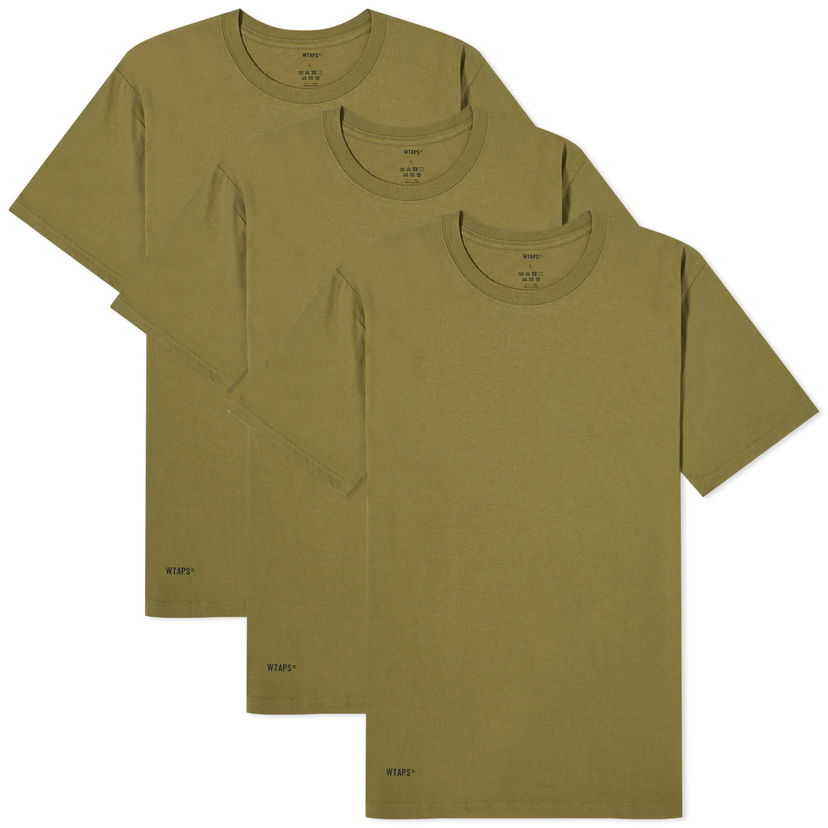 Tričko WTAPS 01 Skivvies 3-Pack T-Shirt "Olive Drab" Zelené | 232MYDT-UWM01-OD