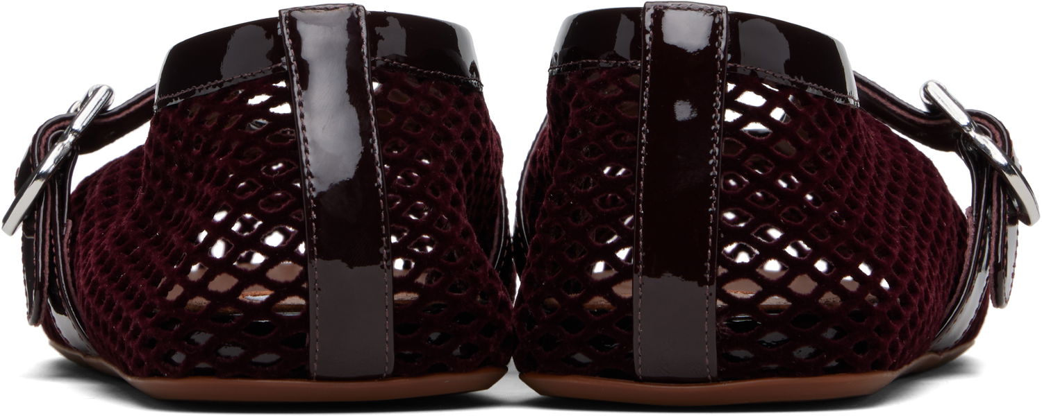 Tenisky a topánky Alaïa ALAÏA Fishnet Ballerina Flats Vínová | AA3A029A015, 1