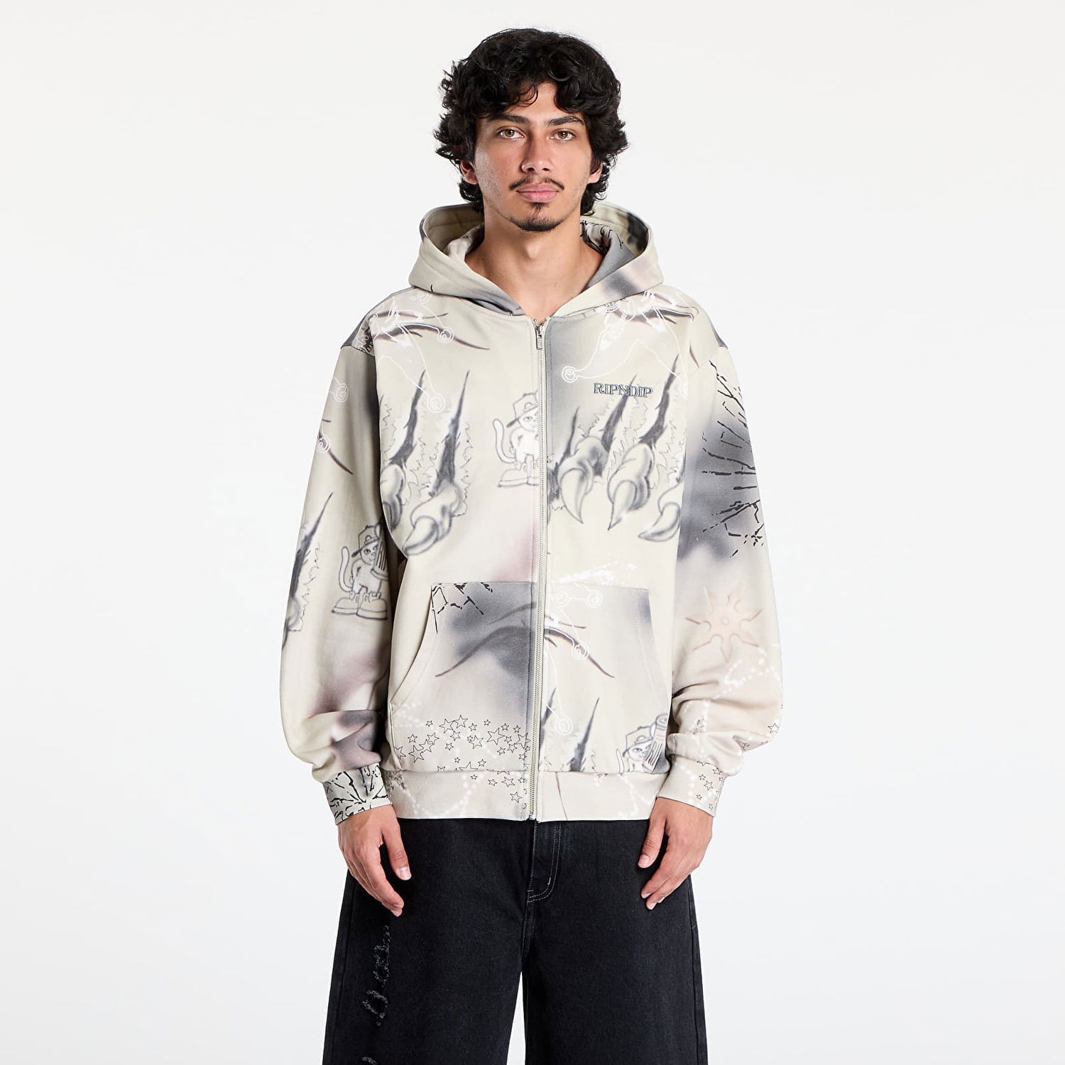 Mikina RIPNDIP RIPNDIP Stargazing Zip Up Hoodie Béžová | RNDSUM25108, 0